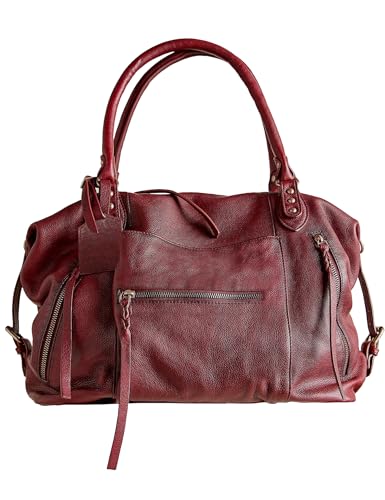 BOBXES Women's Large Vegan Leather City Tote, Zipper Hobo Handbag