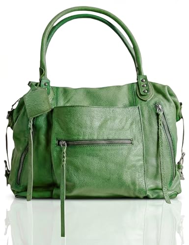 BOBXES Women's Large Vegan Leather City Tote, Zipper Hobo Handbag